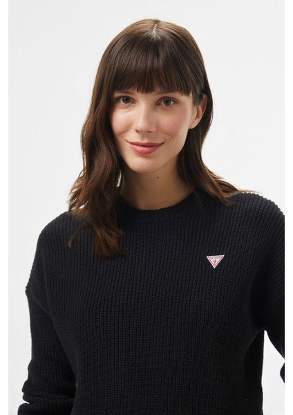 Kadın Regular Fit Bisiklet Yaka Triko Kazak - Siyah fırsatları