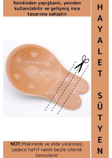 Kendinden Yapışkanlı Tekrar Kullanılabilir Ince Tasarım Hayalet Sütyen Ten Renk