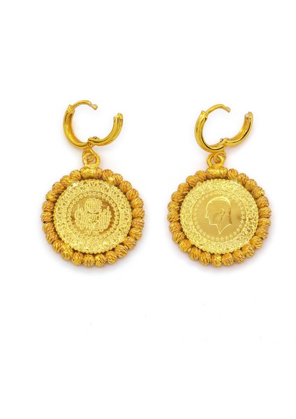 Altın Kaplama Dorikalı Çeyrekli Küpe UNK-823