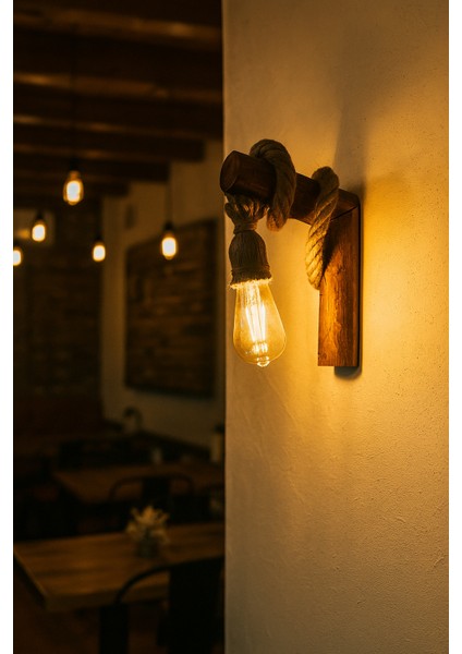 Dekoratif Rustik Bohem Tarzı Ahşap Duvar Apliği Kafe Ev Ofis Balkon Dekor Lambası fiyatları