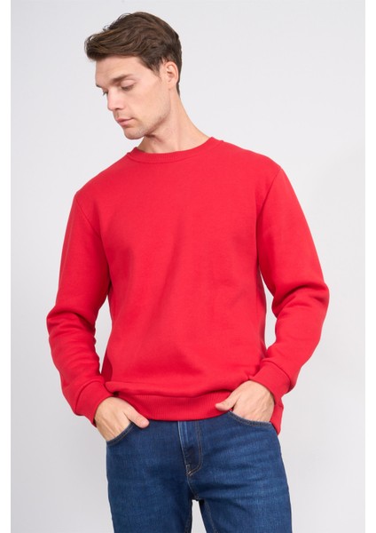 Çetinkaya Mentality 3036 3 Ip Bisiklet Yaka Kırmızı Sweatshirt