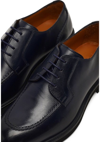 Erkek Lacivert Bağcıklı Deri Casual Ayakkabı 25WFD740318