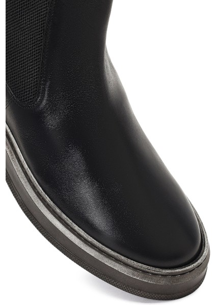 Erkek Siyah Kalın Tabanlı Deri Chelsea Bot 25WFD655118