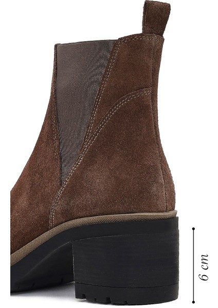 Kadın Vizon Fermuarlı Kalın Topuklu Süet Deri Bot 25WFD340210 fiyatları