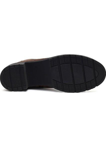 Kadın Vizon Fermuarlı Kalın Topuklu Süet Deri Bot 25WFD340210