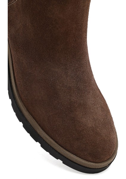 Kadın Vizon Fermuarlı Kalın Topuklu Süet Deri Bot 25WFD340210