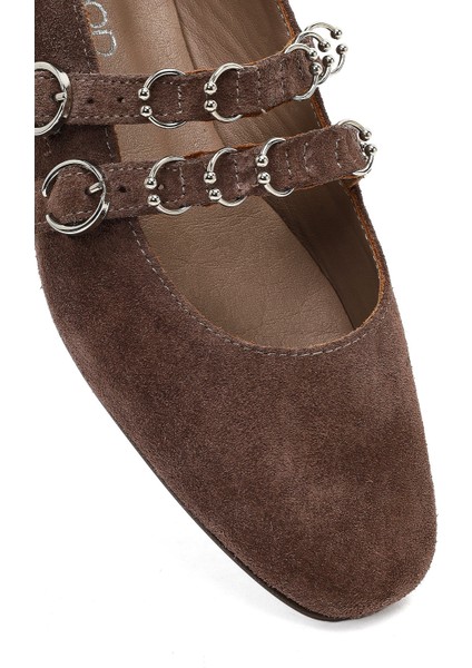 Kadın Vizon Çift Tokalı Süet Deri Loafer 25AFD270010