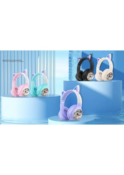 Kulaklık Peluş Kedi Tasarımlı Kulakları Işıklı Kablosuz Şık ve Canlı Renkli Kulak Üstü Kulaklık ve Ios Uyumlu Kedi Tasarımı ile Tarzını Yansıt Akz-09 Yeşil Renk (Yeşil) fiyatları