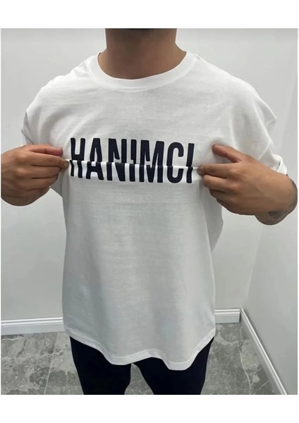 Unisex Bisiklet Yaka Katlanan Baskılı T-Shirt - Beyaz fiyatları