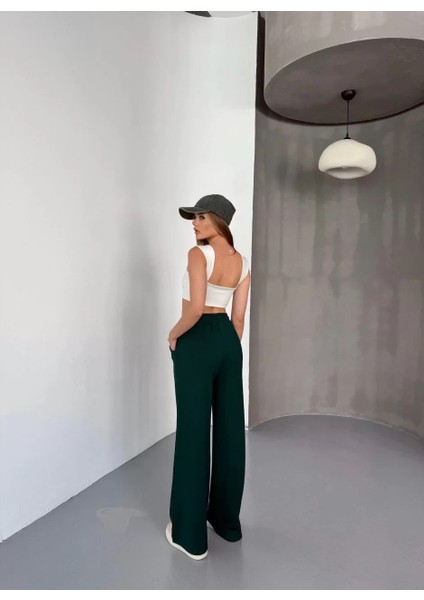 Osy Modal Yumuşak Dokulu Kumaş Nakış Işlemeli Rahat Bol Paça Eşofman Pantalon - Yeşil fiyatları