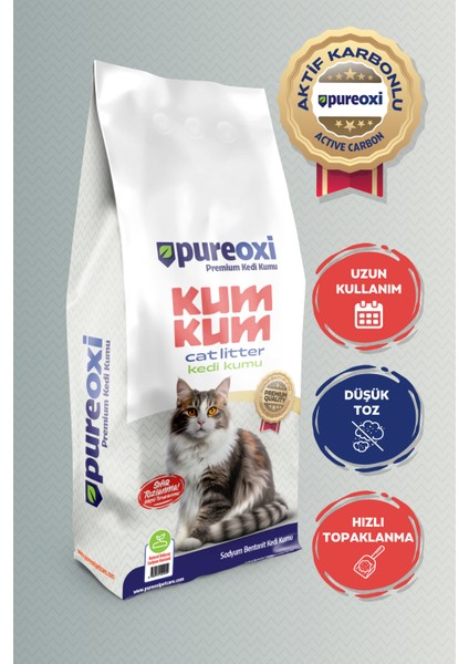 Kum Kum Premium Beyaz Sabun Kokulu Topaklanan Kedi Kumu 10 kg – Ferah Sabun Kokusu, Toz Kontrollü