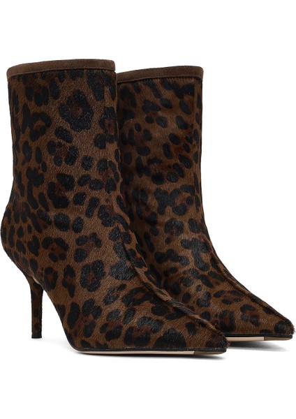 Kadın Leopar Desenli Ince Topuklu Deri Bot 25WFD4912W2