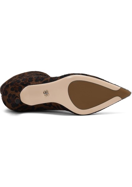 Kadın Leopar Desenli Ince Topuklu Deri Bot 25WFD4912W2