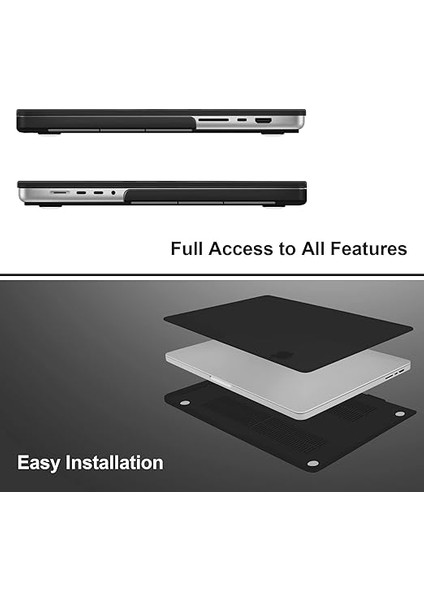 Kılıf 2021 Macbook Pro 14-Inç A2442 ile Uyumlu, Plastik Sert Kabuk Koruyucu Kapak ve Yeni Macbook Pro 14 Için Klavye Kapağı, Siyah indirimleri