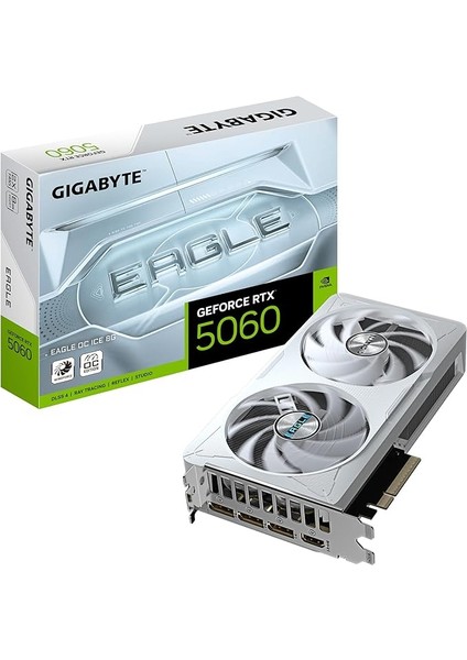 Geforce Rtx 5060 Eagle Oc Ice 8g Grafik Kartı 8 GB Gddr7 128-BIT Pcıe 5.0 Wındforce Cooling Beyaz Tasarım 3x Displayport 1x HDMI