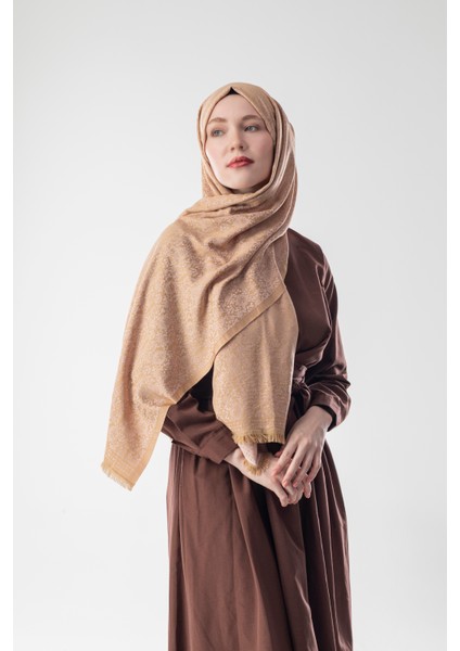 Sunlit Grain Desenli Dokuma Pamuk Şal