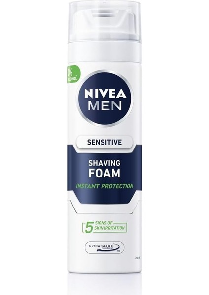 Nivea Men Erkek Tıraş Köpüğü 200ML, Hassas Ciltler, Hızlı Koruma, Rahatlatıcı, Konforlu Tıraş Deneyimi