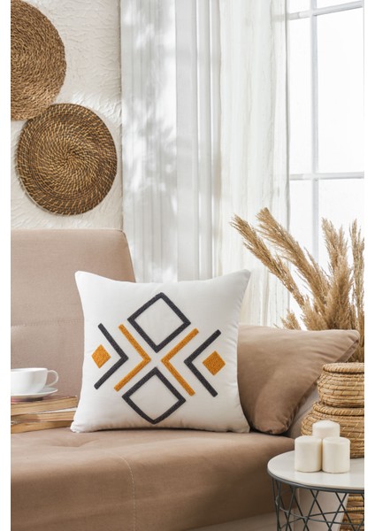 Damien Pamuklu Punch Işlemeli Kırlent Kılıfı