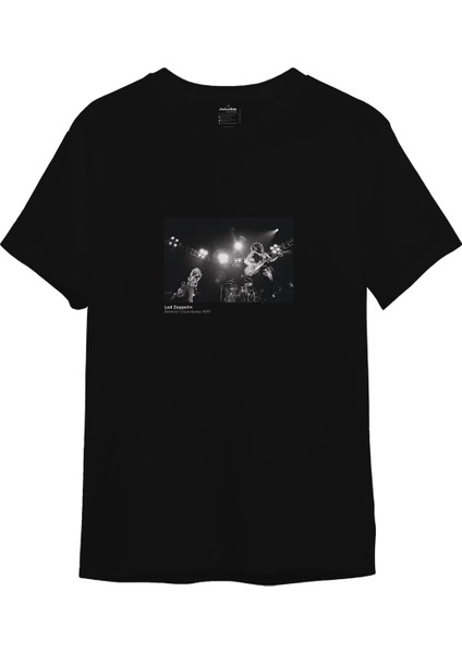 LED Zeppelin Pontiac Silverdome 1977 Tişört - Siyah