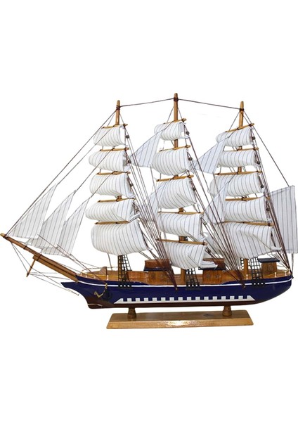 Ahşap Yelkenli Gemi 75CM El Yapımı Vintage Dekor Model Yat