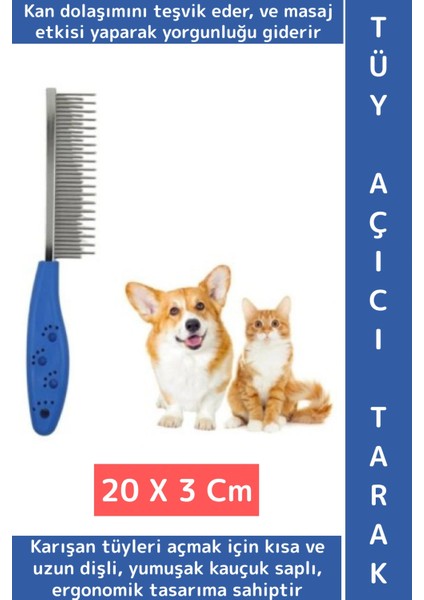 Ergonomik Tutuş Dayanıklı Evcil Hayvan Tüy Bakım Temizlik Masaj Etkili Kedi Köpek Tüy Açıcı Tarak