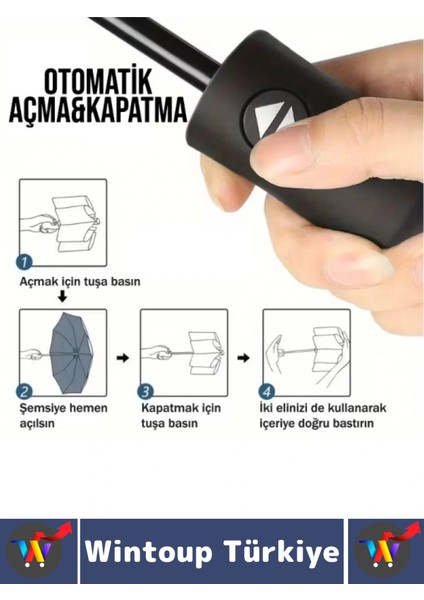 Kompakt Çanta Boy Seyahat Tipi Dayanıklı Otomatik Açma Kapama Güçlendirilmiş 8 Telli Kılıflı Şemsiye fırsatları