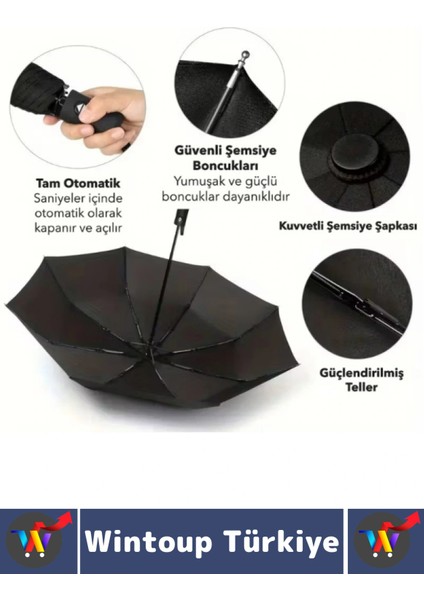 Kompakt Çanta Boy Seyahat Tipi Dayanıklı Otomatik Açma Kapama Güçlendirilmiş 8 Telli Kılıflı Şemsiye indirimleri