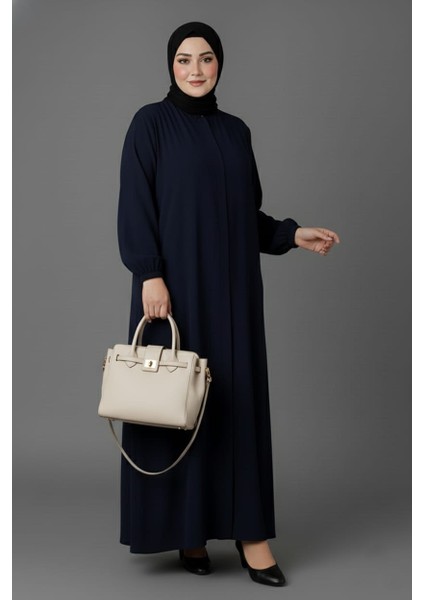 Medine Ipeği Mevlana Kesim Cepli Kuşaklı Bol Büyük Beden Ferace modelleri