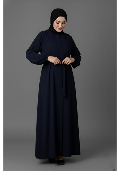 Medine Ipeği Mevlana Kesim Cepli Kuşaklı Bol Büyük Beden Ferace