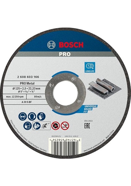 - 125 * 2, 5 mm Standard Seri Düz Metal Kesme Diski (Taş), Gri, 1 Adet