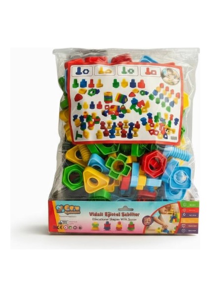 Ecem Toys Vidali Eğitsel Şekiller Seti Bpa Içermeyen Kaliteli Plastik - Renkli Geometrik Şekiller 64 Parça fırsatları