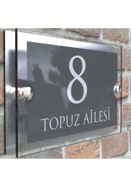 Gümüş Detaylı Pleksi Kapı İsimliği 20x13cm – Şeffaf Pleksi & Metal Arka Plaka Aile İsimlikleri Koleksiyonu fiyatları