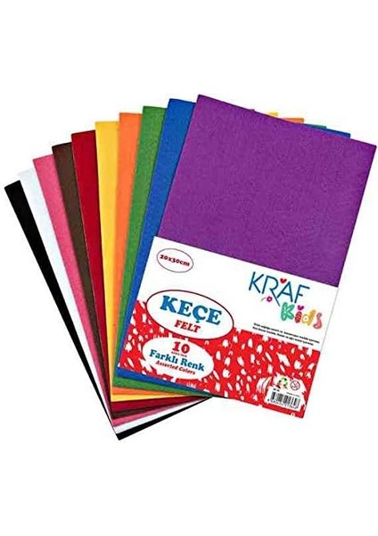Kids Yapışkanlı Keçe 20X30 10'lu Karışık Renk