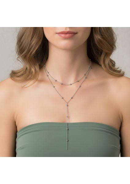 Toplu Zincir Çelik Y Kolye