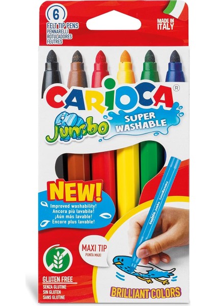 Jumbo Süper Yıkanabilir Keçeli Boya Kalemi 6'li