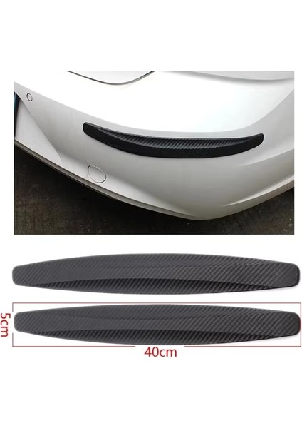2 Adet Siyah Universal Karbon Araba Çarpışma Önleyici Esnek Tampon Koruyucu Şerit