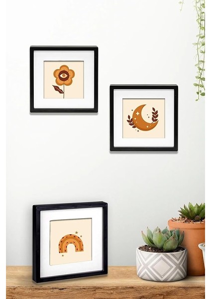 Sök-Tak Paspartulu Siyah 14X14CM Pola Kare Fotoğraf Çerçevesi - 3'lü Set modelleri