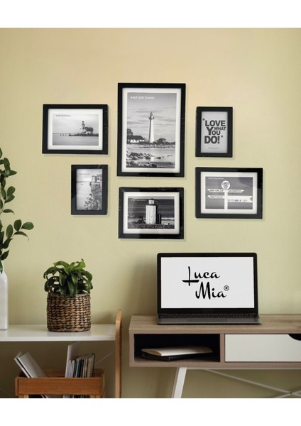 6 Parça Ahşap Resim Çerçeve Seti - Siyah