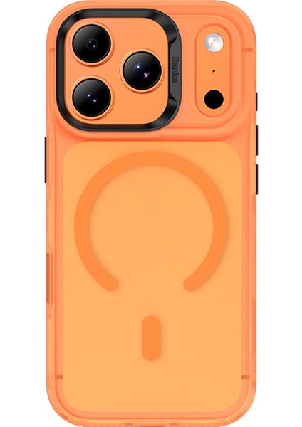 iPhone 17 Pro Max Uyumlu Kılıf M-Safe Şarj Özellikli Benks C-Magnet Lucid Armor Kapak Turuncu