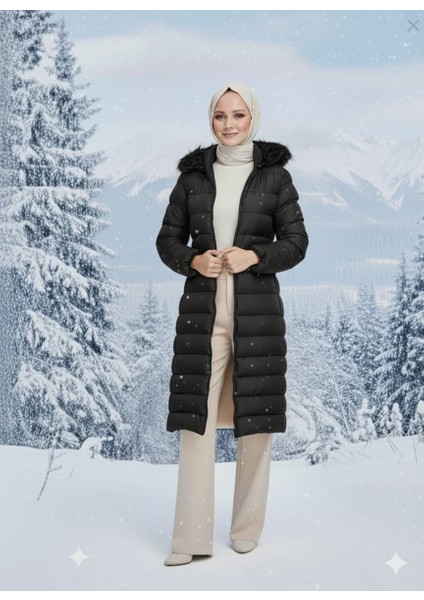 Kadın Genç Spor Büyük Beden Içi Tamemen Kürklü Şişme Mont