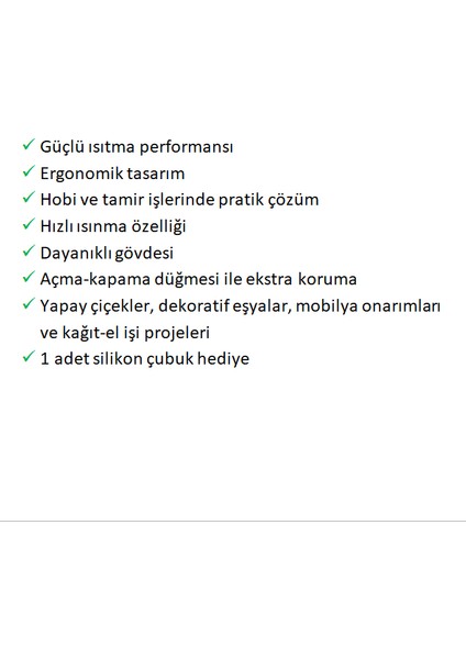 40W Kablolu Silikon Tabancası, Dayanıklı Gövde, Hızlı Isınma,+1 Silikon Çubuk Hediyeli fiyatları
