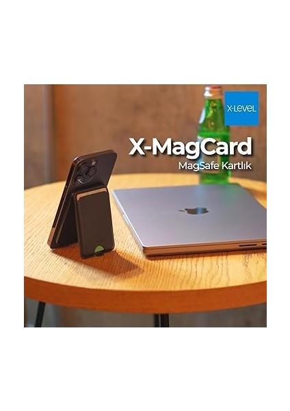 Magsafe Ile Uyumlu Deri Kartlık, Iphone 12/13/14/15/16 Modelleri ile Uyumlu, 5 Kart Kapasiteli, Açılır Kapanabilir Stand Olma Özellikli, Hafif ve Şık Tasarım, MC2500, Siyah modelleri