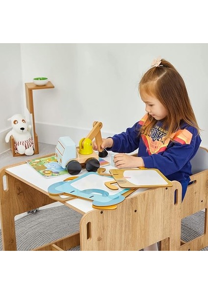 2-4 Yaş Kumru Ahşap Montessori Çocuk Oyun, Çalışma ve Aktivite Masası ve Sandalyesi indirimleri
