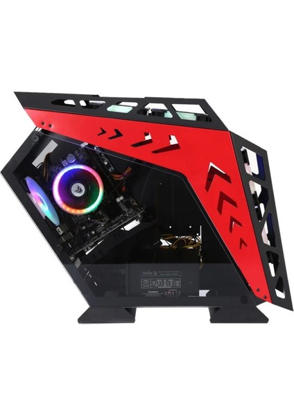 ARGB Cyberpunk Robotic AX9 Black-Red 5X12CM Full Glass Oyuncu Bilgisayar Kasası fiyatları