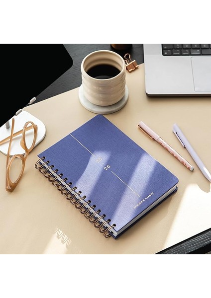 A5 Spiralli Keten 16 Aylık Akademik Ajanda - Lila