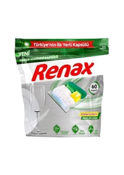 Renax Bulaşık Makinesi Kapsül Deterjanı 60 Adet