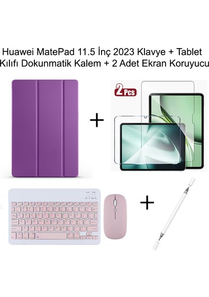 Yesnıce Huawei Matepad 11.5 Inç 2023 Uyumlu Standlı Kılıf ve Dokunmatik Kalem ve Klavye ve Mouse