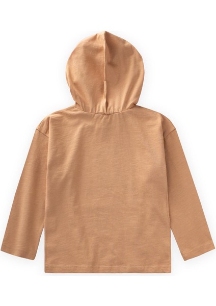 Baskılı Kapşonlu Mevsimlik T-Shırt 2-10 Yaş Camel fiyatları