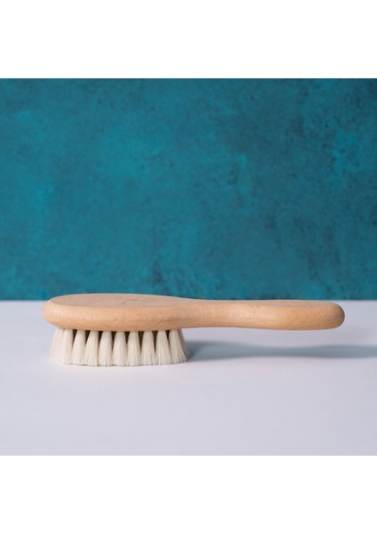 Tabii'm Keçi Kılı Bebek Fırçası %100 Doğal - Pamuklu Özel Ham Bez Kese Hediyeli