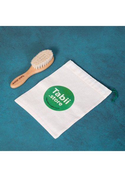 Tabii'm Keçi Kılı Bebek Fırçası %100 Doğal - Pamuklu Özel Ham Bez Kese Hediyeli modelleri